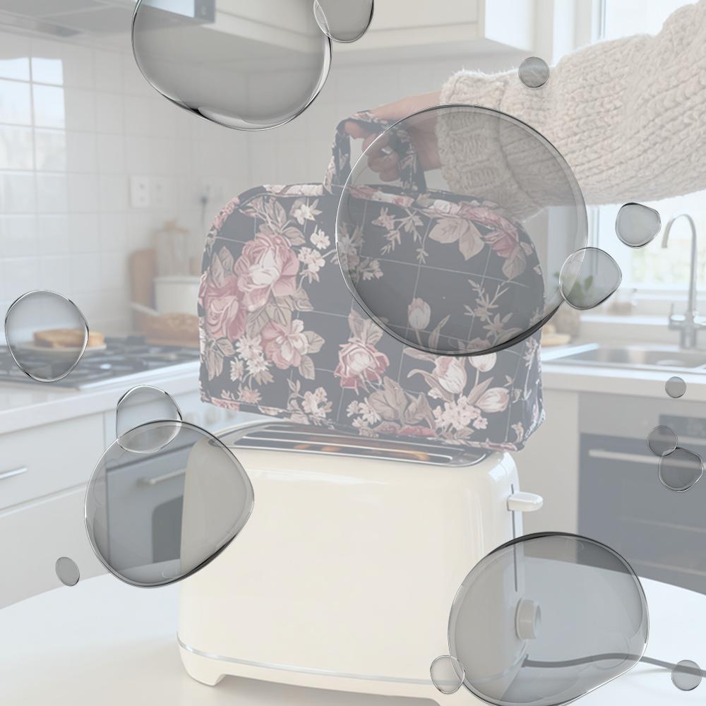 Quilting Fabric Dust Sleeve with Handle Quilted Bread Machine Cover Foldable Toaster Machine Storage Bag for Home Kitchen
