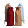 Multicolor Burlap Wine Gift Set with Drawstring Bag