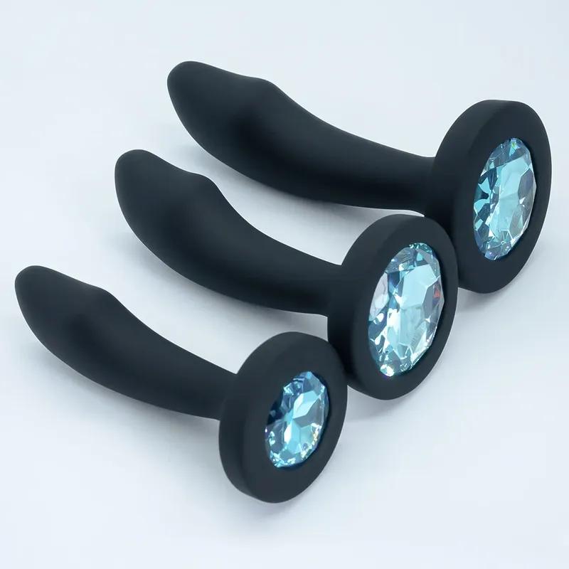 Unisex Silicone Anal Plug 3 Sizes with Crystal Base Safe Design for Women And Men Adult Sex Toy Dildo