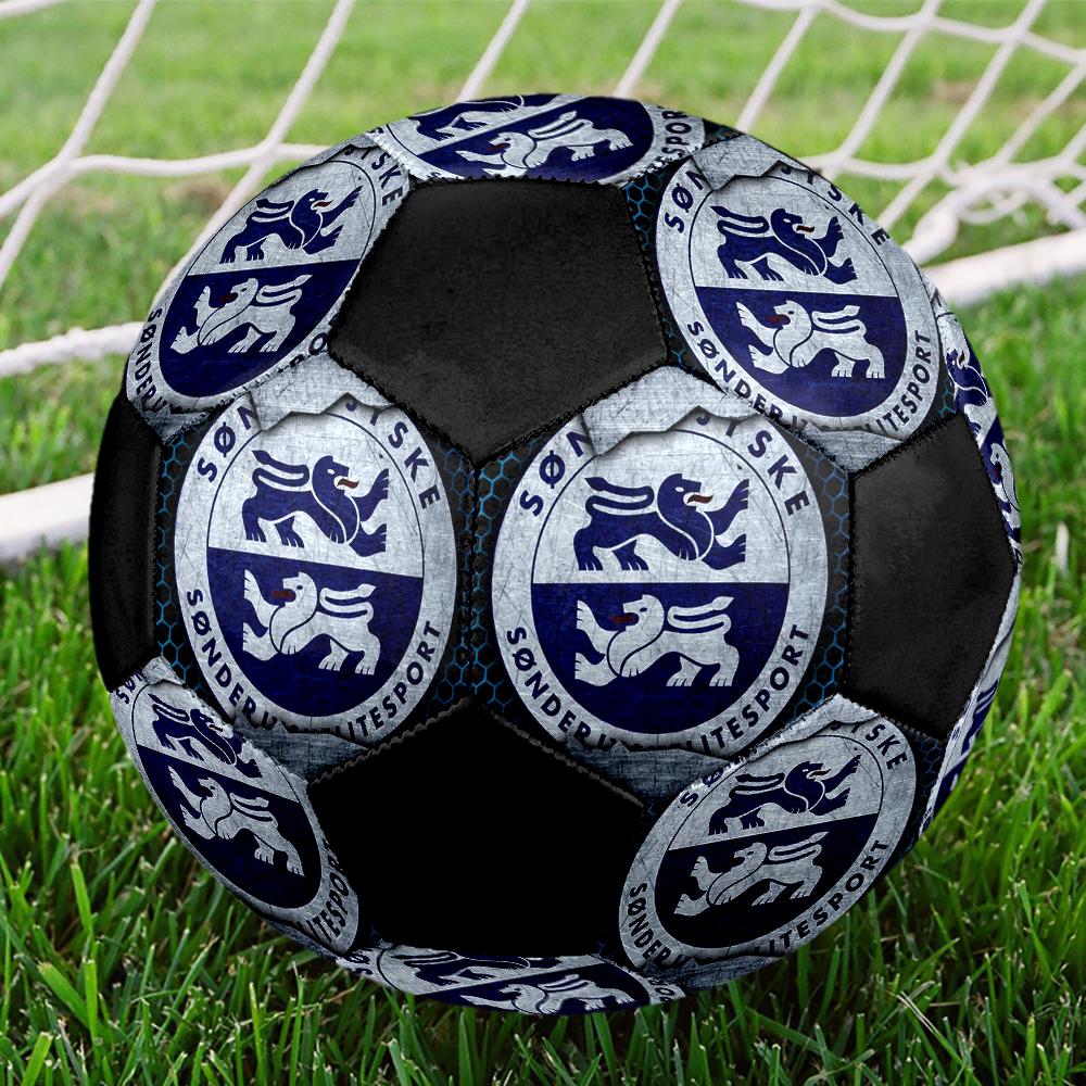 Sonderjyske FC Soccer Ball, Colorful, Suitable for All Ages, Machine-stitched, PVC Material, Competition Grade, Durable and High Bounce