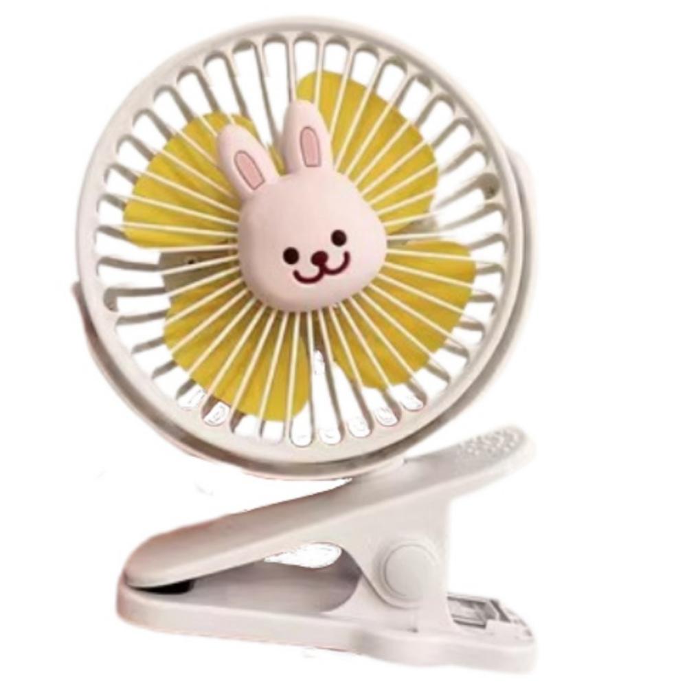 

Cute Bear Rabbit Baby Stroller Fan Cartoon Small Clip on Fan Mini Baby s Cart Fan Bike Yellow Rabbit