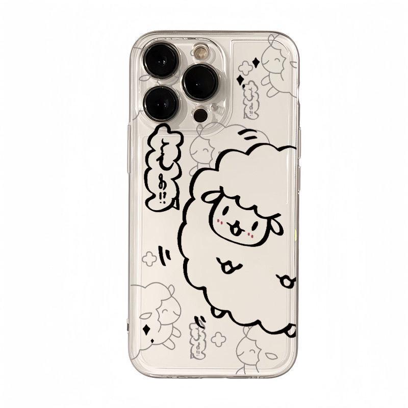 New Cloud Line Lambskin Soft Shell for Apple 16 Pro Max: Precise Hole, Cartoon Style