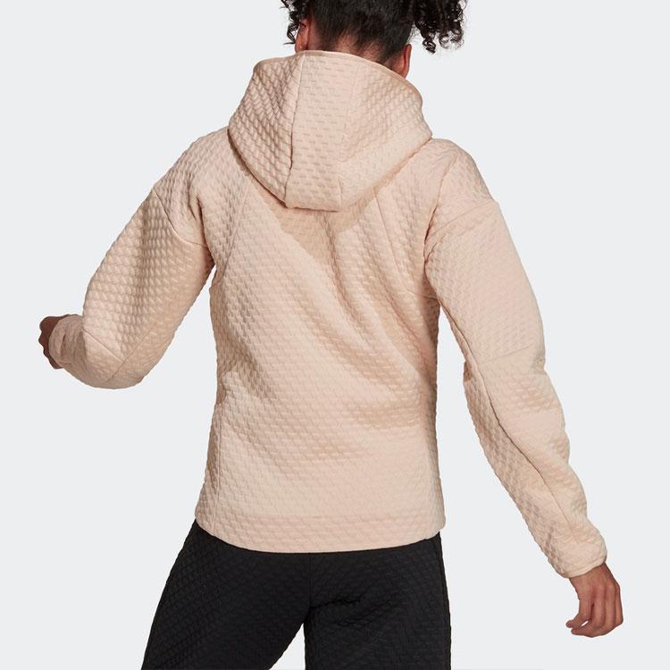 Adidas Solid Color Zipper Long Sleeve Hooded Jacket Women Jackets Red Pink H42063