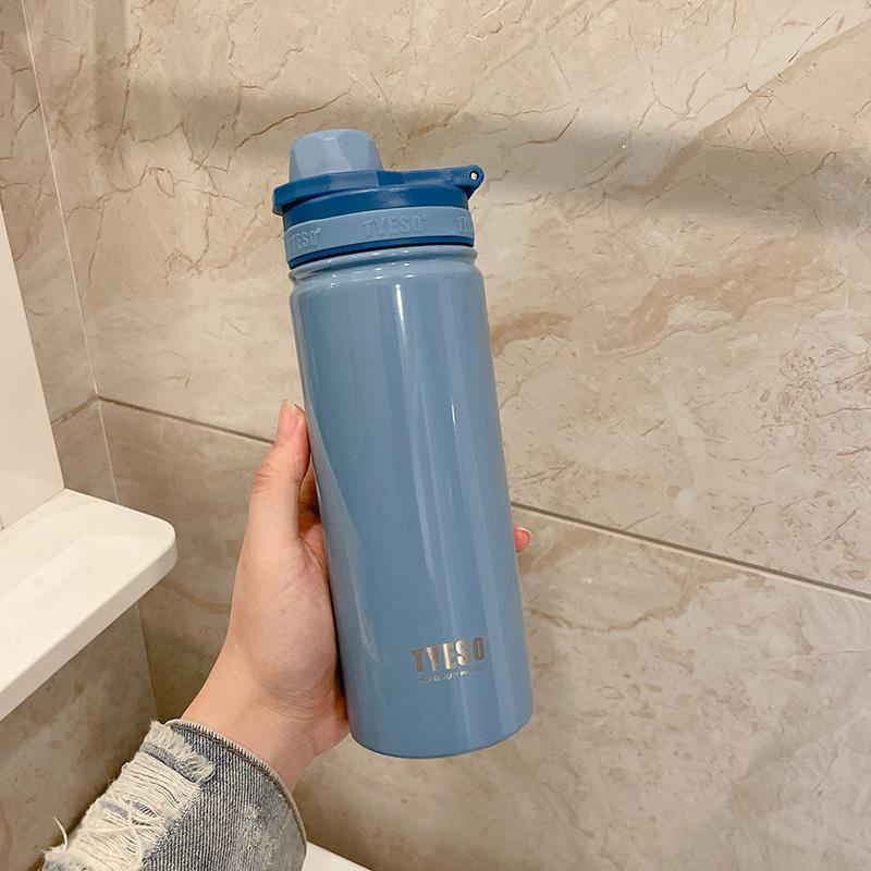 

Tyeso Stainless Steel Thermos Water Bottle Portable Sport Vacuum Flask Keeps Cold and Heat Thermal Mug Insulated Car Tumbler Cup 600ML синий