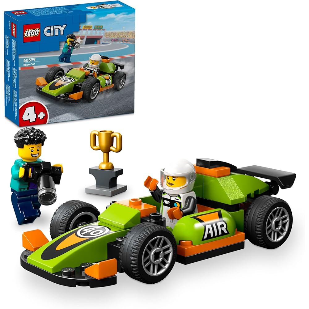 LEGO City Green Race Car Toy Building Set for Kids Age 4-6 Educational Vehicle Block 60399
