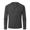 Zimní pánský jednobarevný pletený kardigan s výstřihem do V Pánský ležérní svetr slim-fit
