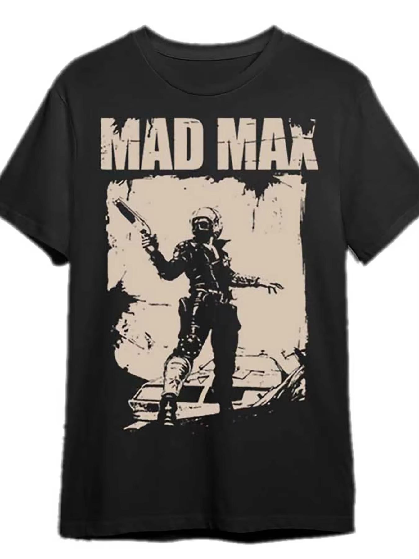 man clothing 100Cotton normcore Tshirt Mad Max Pattern Y2K retro Hipster Streetwear Fashion Women Oversized Casual loose shirt M