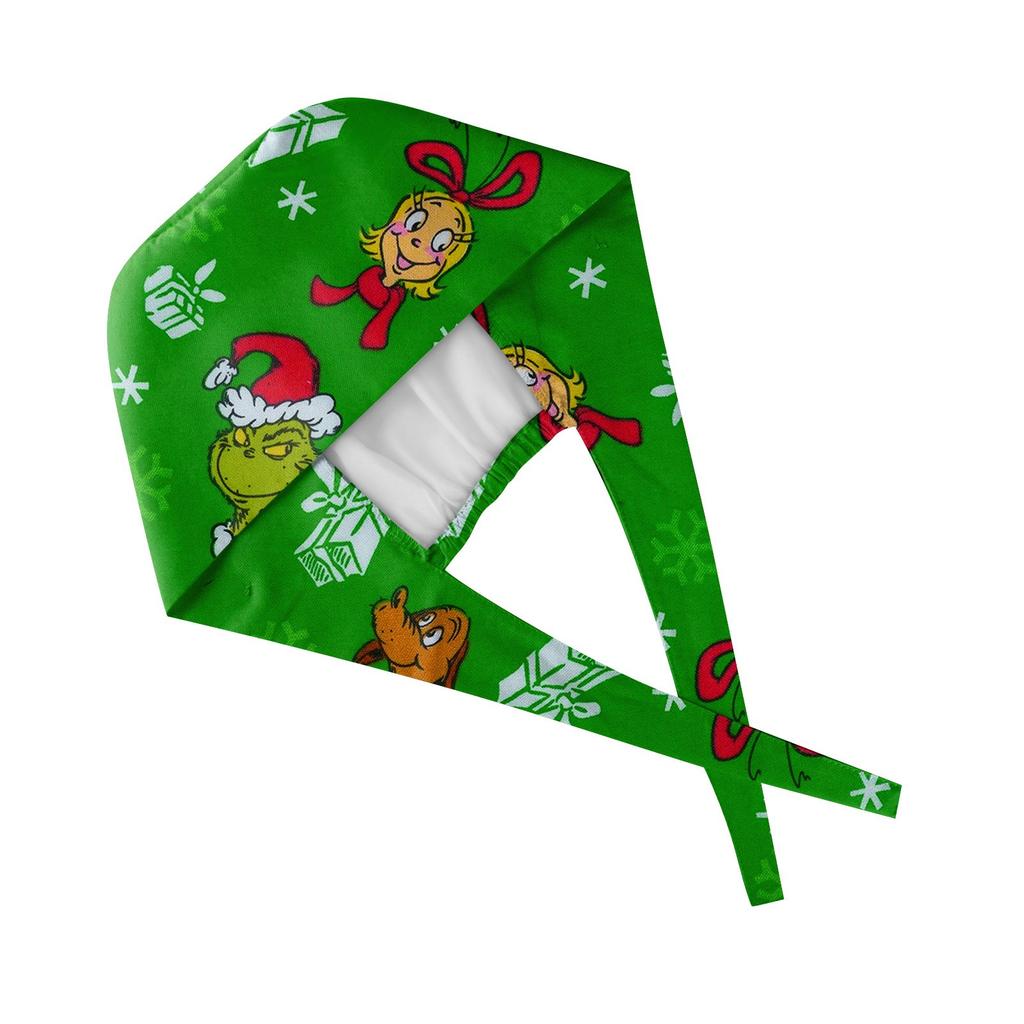 Festive Holiday Scrub Cap with Adjustable Tie Back Christmas Themed Design for Healthcare Professionals
