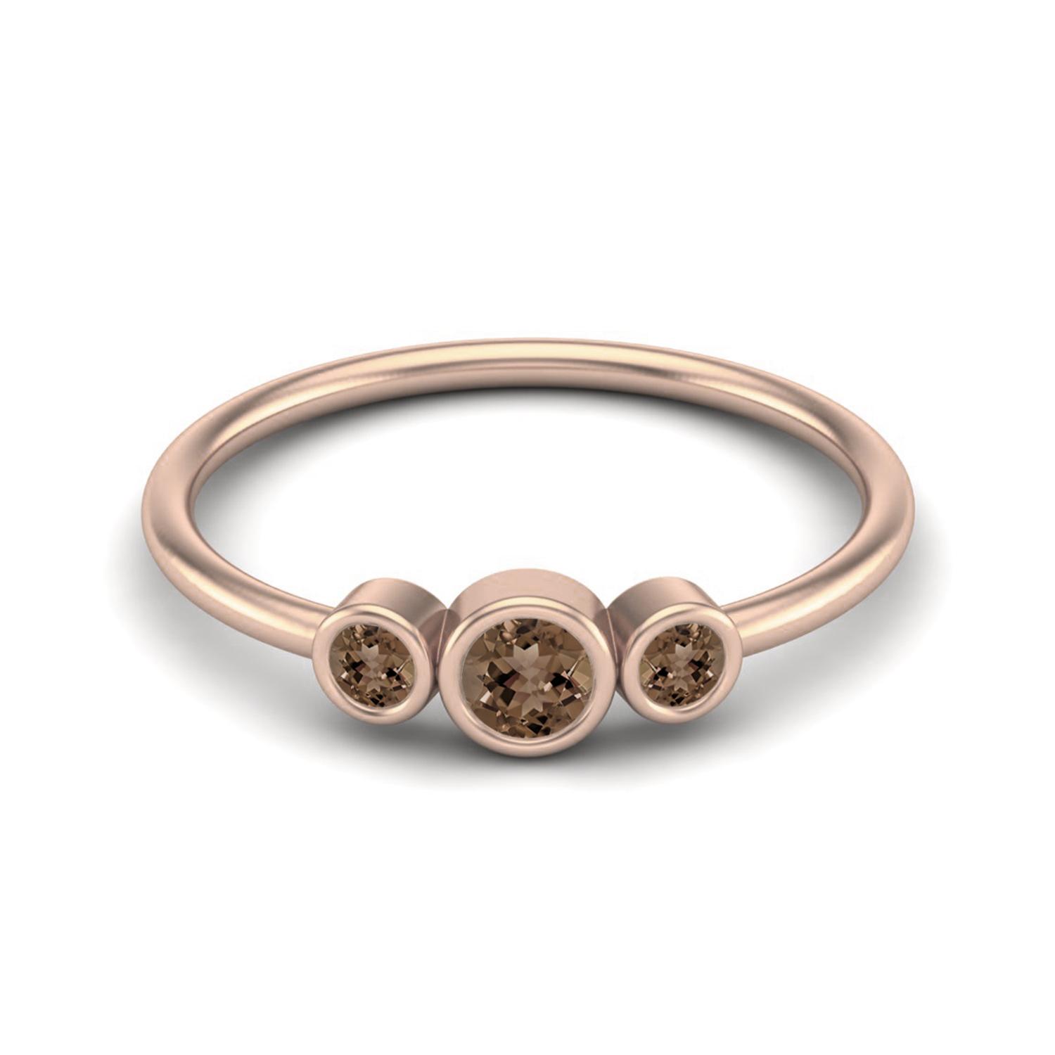 

Tiny Three Stone 3mm Round Smoky Quartz 925 Sterling Silver Rose Vermeil Stackable Women Wedding Ring 10 ярко-розовый