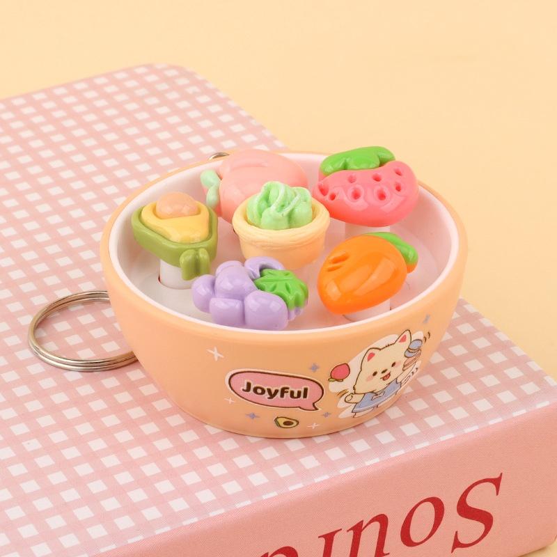Durable Stress Relief Fidget Keychain Mini Simulation Fruit Bowl Mole Toy Waterproof for Outdoor Daily Use Relaxation