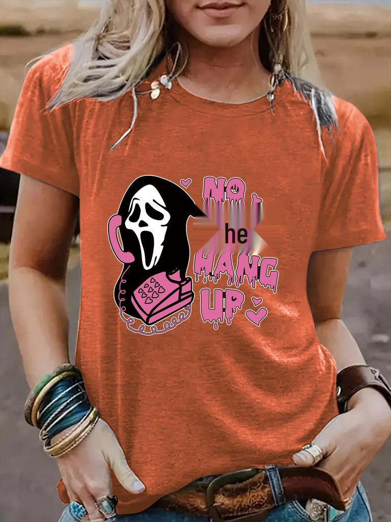 Halloween Women's Ghost Pattern Casual Summer T-Shirt