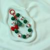 Flocked Bowknot Plush Beads Keyring Santa Claus Beaded Cell Phone Lanyard  Unisex