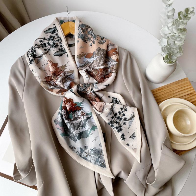New Spring Streamer  Herringbone Sharp Corner Streamer Scarf for Women's Professional Clothing Matching Scarf