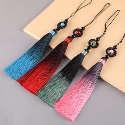 1PC Tassel With Loop Silky Transfer Bead Gradient Tassels Polyester Tassel Pendant Ornament