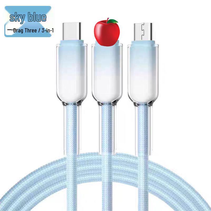 120W Super Fast Charging 3-in-1 Data Cable for Huawei, Type-C, Apple, and Android Devices