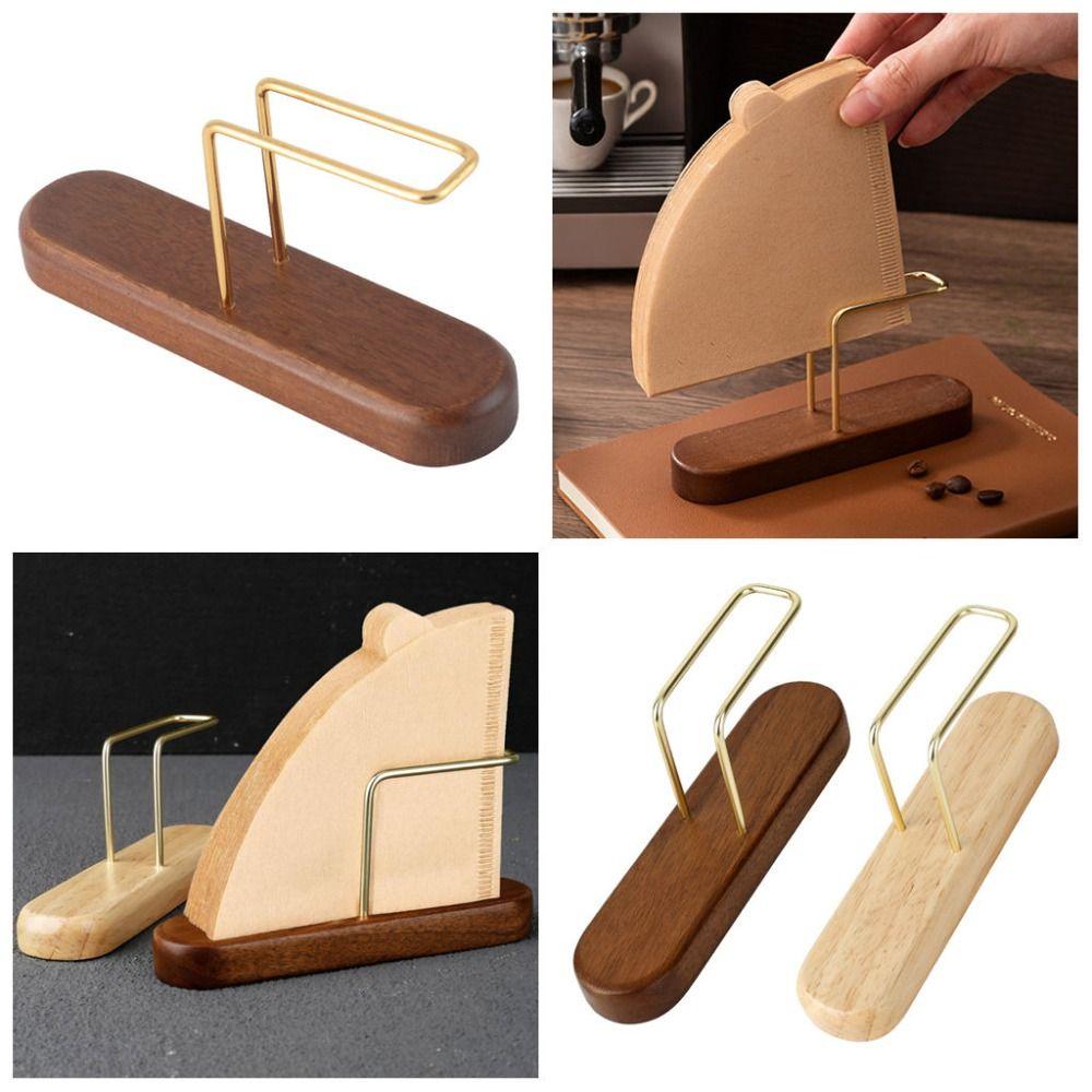 Vertical Design Coffee Filter Holder Wooden Wooden Dustproof Bracket  Coffee Bar