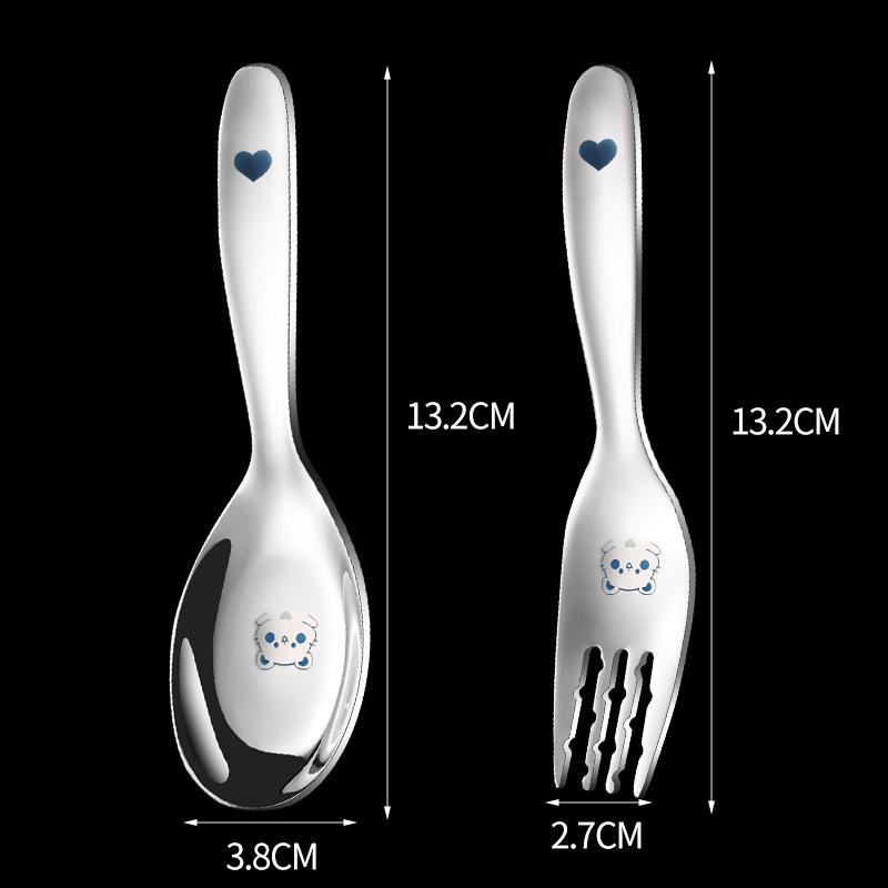 316 Stainless Steel Children's Spoon Fork for Eating and Drinking Soup Spoons Colorful Cartoon Dessert Spoons for Young Children