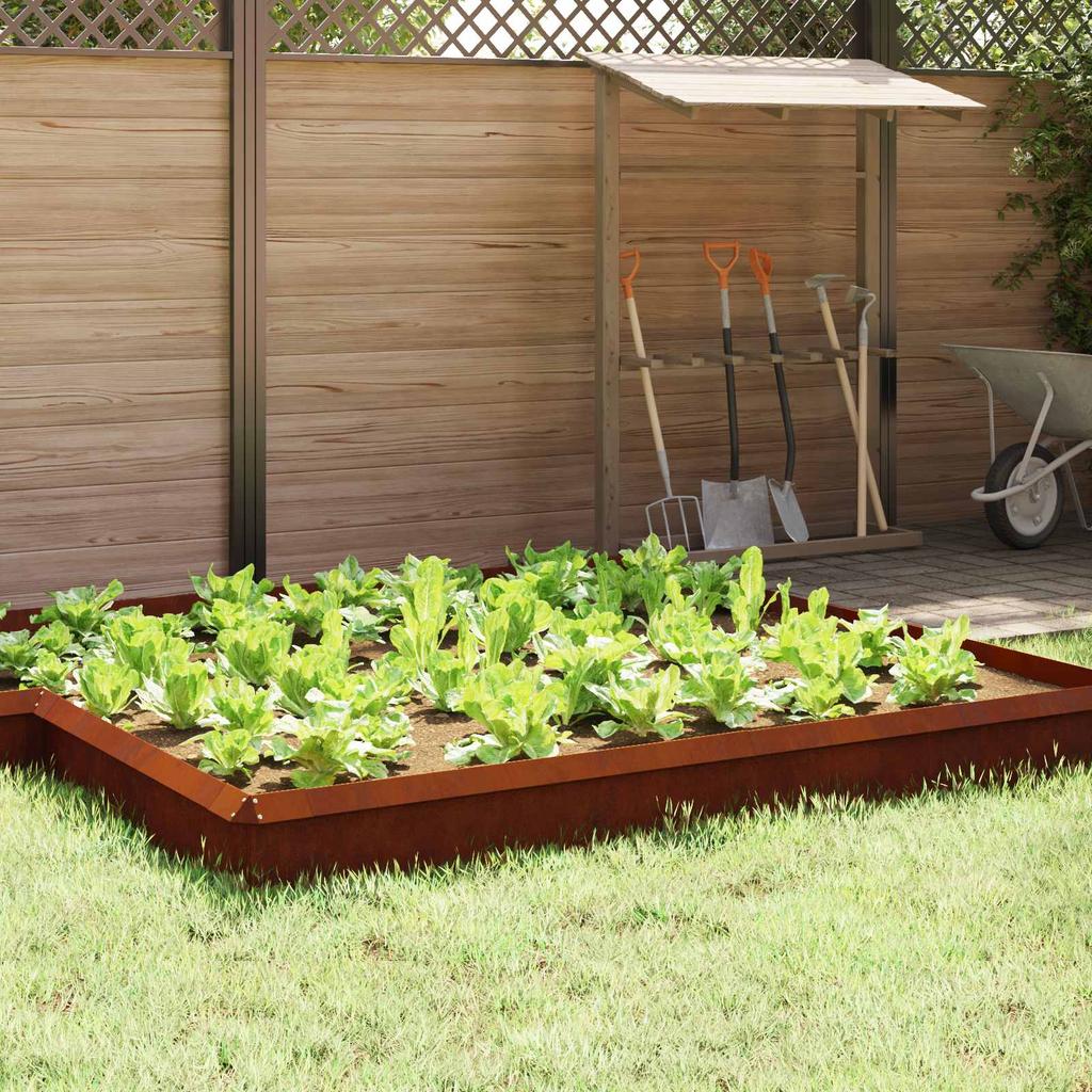 Snail Fence 4 pcs Rust coloured 100 x 3.5 x 25 cm Weatherproof Steel
