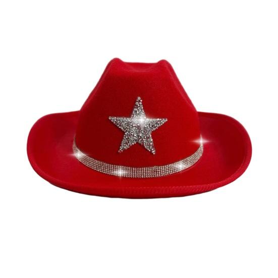 Kids Hat Sparkling Rhinestone Star Pattern Lightweight Comfortable Fit Cowboy Hat Carnivals Dress-Up Halloween Accessories