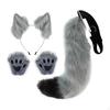 Ears and Tail Set Plush Wolf Hair Clip with Gloves, Costume for Kids Adults Hoop