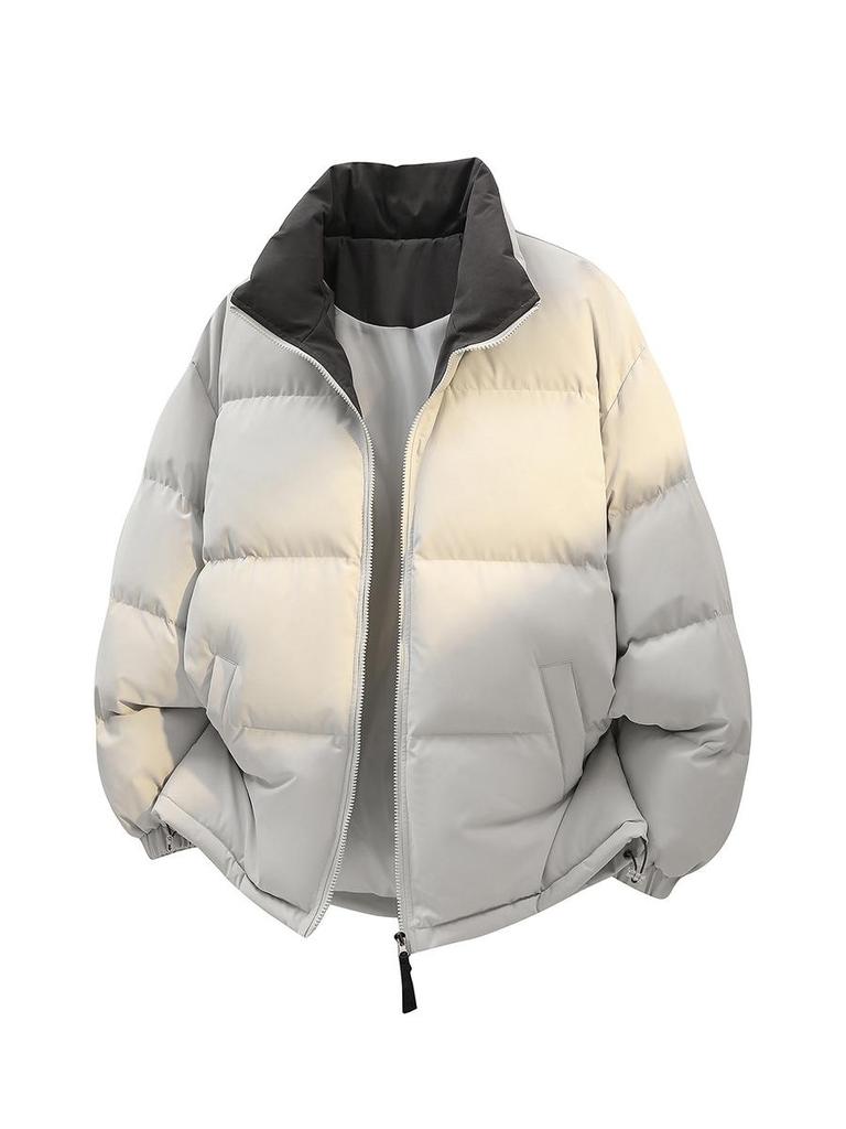 2025 Winter Unisex Trendy Color Block Stand Collar Puffer Jacket for Teens & Couples