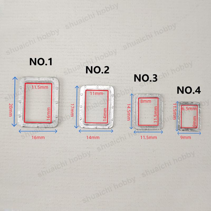 12PCS Alloy Square Porthole w PVC Lens Model Miniature Boat Windows Length 20/17/14.5/11.5mm for Simulated Ship Decorative Parts