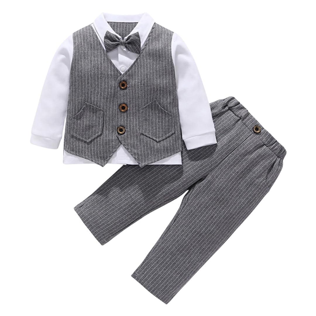 

Детский формальный костюм для мальчиков, жилет, одежда, смокинг, верх и низ, свадебный комплект [Suerba] Детский детский Shichi-Go-San (Серый, 80) серый