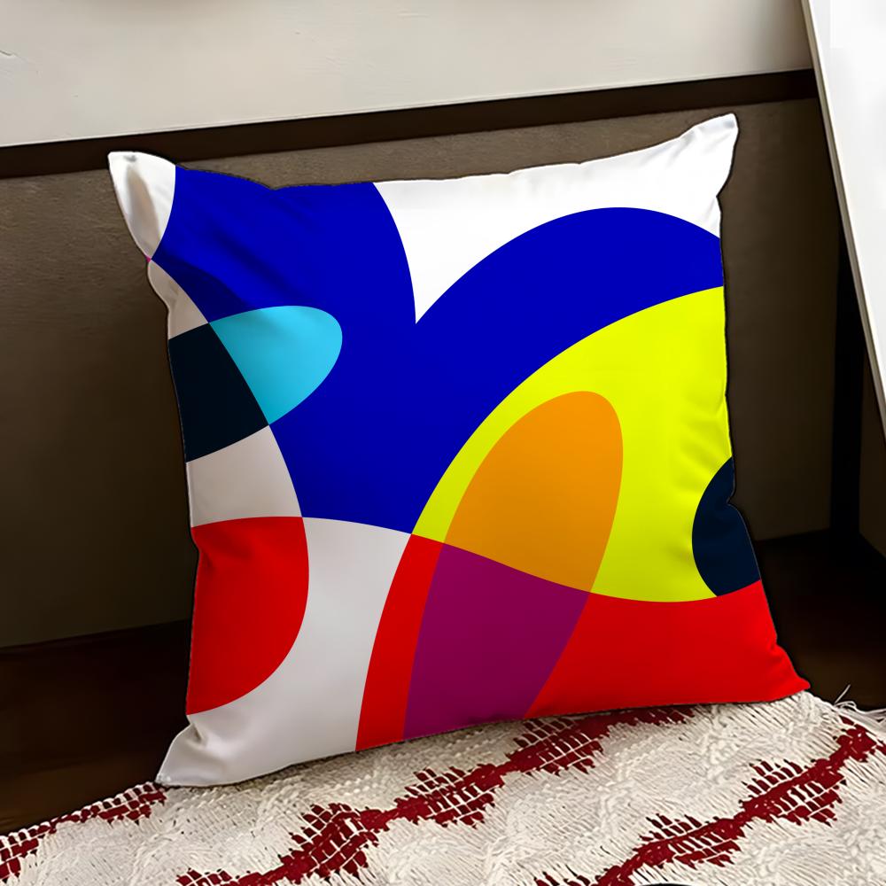 Abstract Curve Colors Cushion Cover Reversible Soft Durable Pillow Cover Home  Car MultiScene Use for Daily Comfort