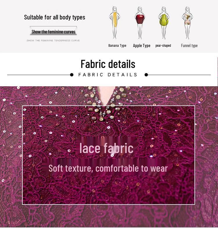 Mother-in-law Beaded Lace Plus Size Dress 2026: Spring/Autumn Banquet & Wedding Evening Gown
