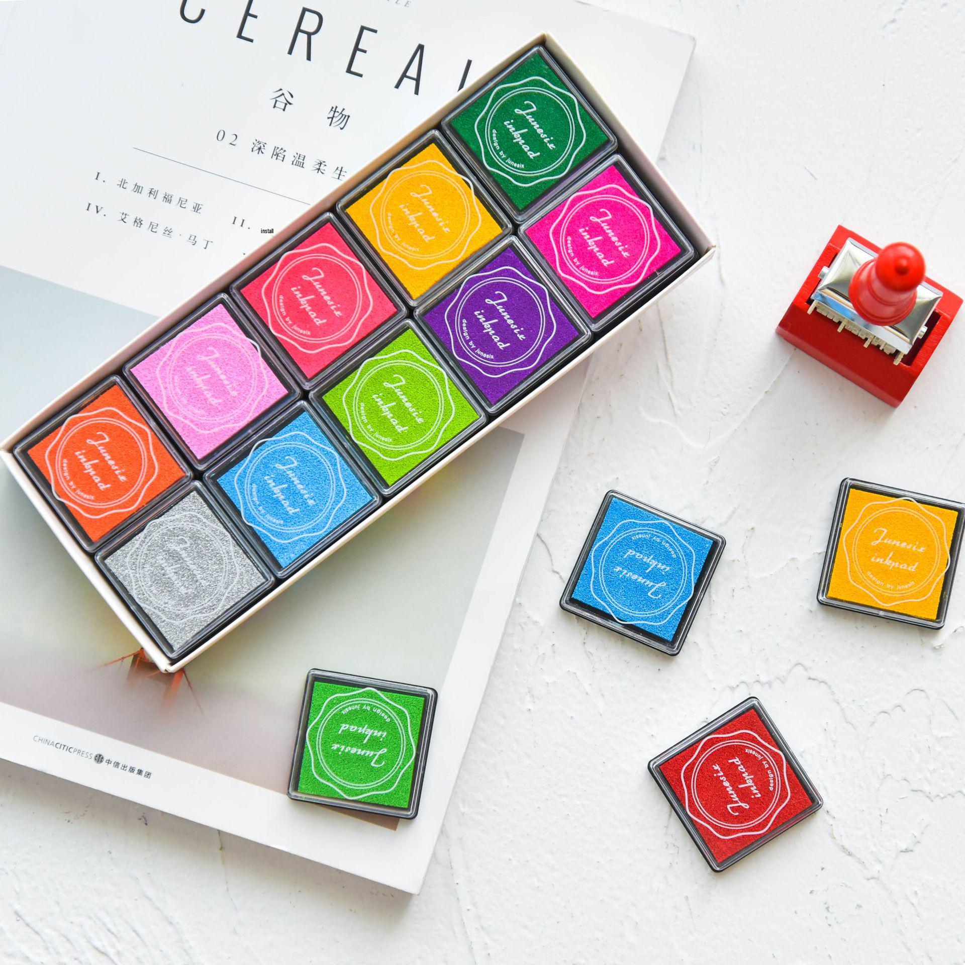 

Набор штемпельных подушечек для пальчикового рисования Junesix 4x4 см, 20 разноцветных штампов для детей и учителей