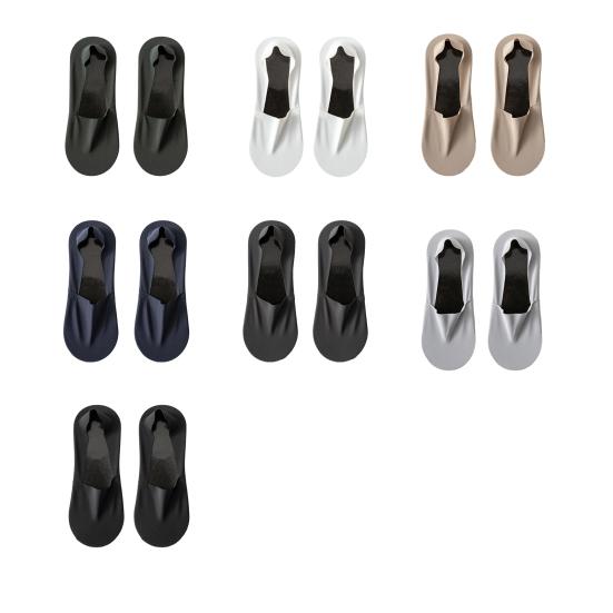 1 Pair Men Low Cut Socks Non-slip Breathable Sweat-Absorbent Shallow Mouth Cotton Socks Summer Stretchy Solid Color No Show Socks