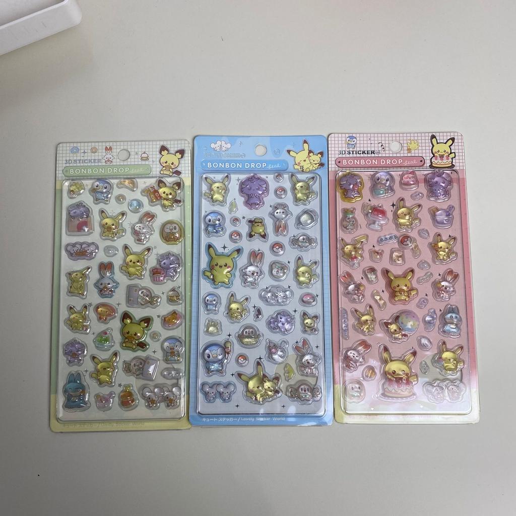 3D Stickers Three-Dimensional Relief Crystal Stickers Pokmon Stickers Pikachu Children Girl Diy Decoration Cartoon Kawaii
