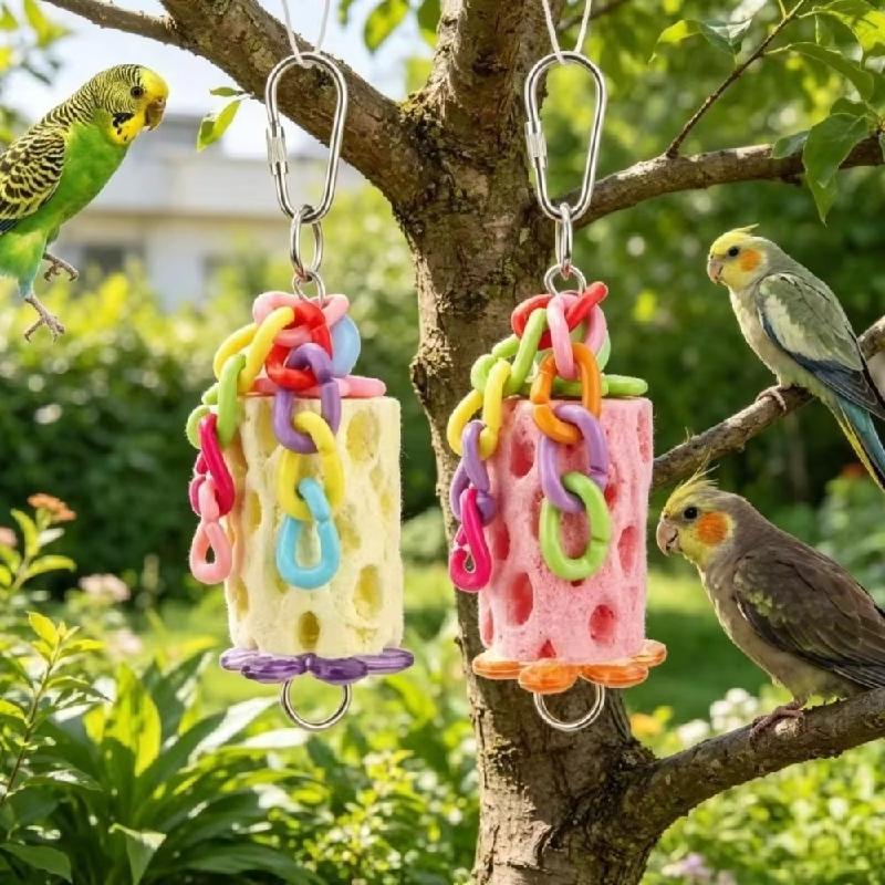 Colorful Parrot Chewing Toys Interactive Hanging Hamster Grinding Stone Bite Resistant Mouth Molar String Parrot Cage