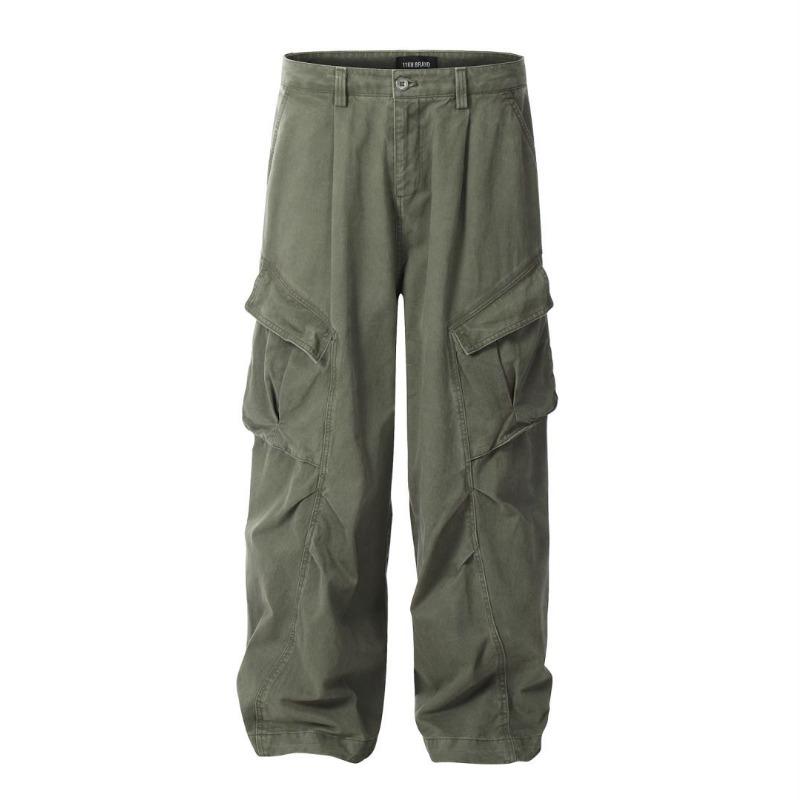 

Retro Multi-pocket Brown Overalls for Men s Spring and Summer New American Wide-leg Loose Straight Versatile Trousers L