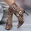 Fashion High Heel Leopard Print Women Ankle Boots Autumn Ladies Elegant Pointed Toe Short Botas Zapatos De Mujer