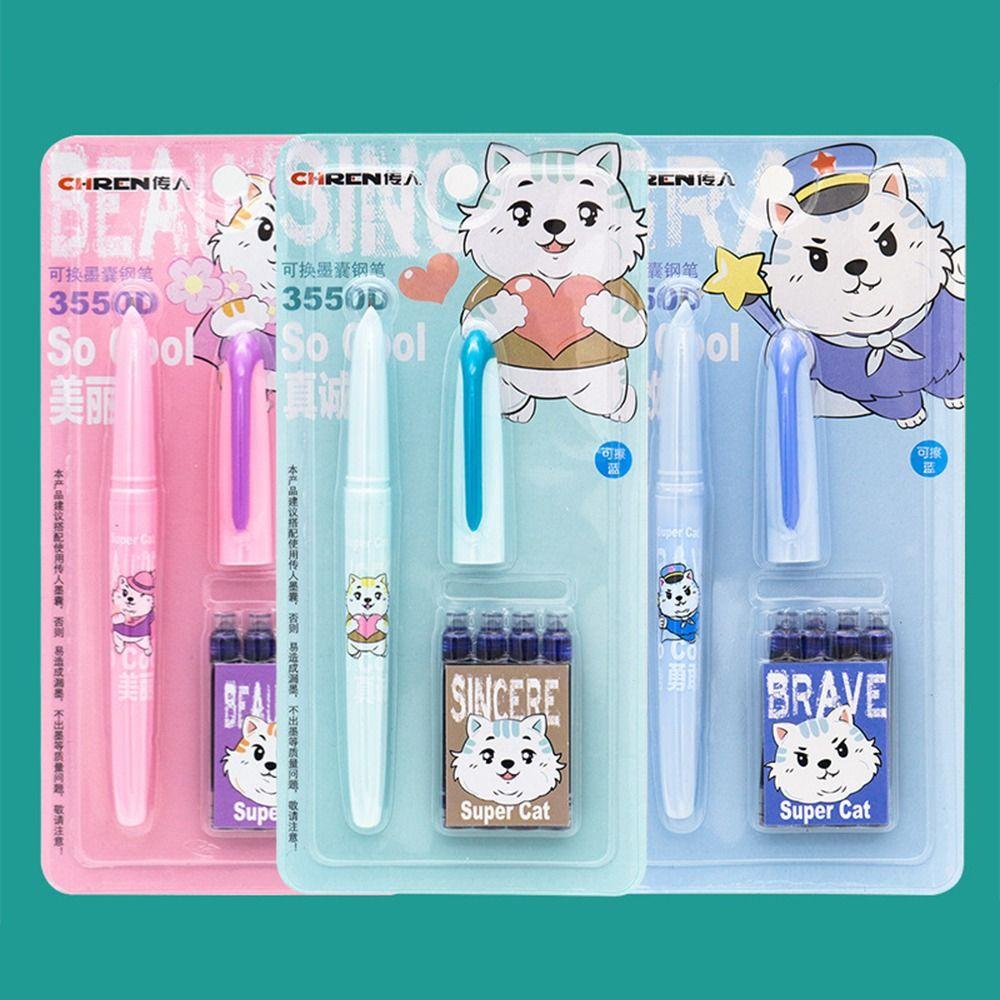 0.38mm Erasable Fountain Pen (1 Pen 4 Ink Sacs 1 Pen Cap) Ink Writing Pen Fountain Pen Set  Office