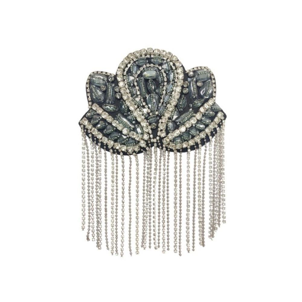 1Pc Beaded Decoration Diamond Tassel Epaulets Detachable Rhinestone Shoulder Tassel Epaulet Sparkling