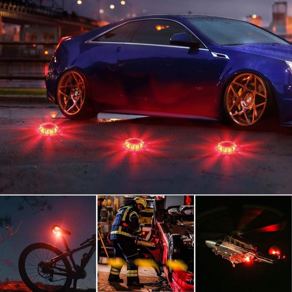 Road Usb-C Fault Emergency Rescue Warning Led Emergency Light Roadside Warning Safety Beacon Flash Disc Flare Set Magnetic Base
