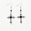 Gothic Punk Silver Color Liquid Metal Cross Red Heart Rhinestone Dangle Earrings for Women Hallowmas Party Hip Hop Jewelry Gifts