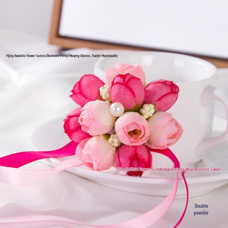 Artificial Flower Ribbon Wrist Corsage for Children's Day, Dance, Wedding Bridesmaid, or Bride