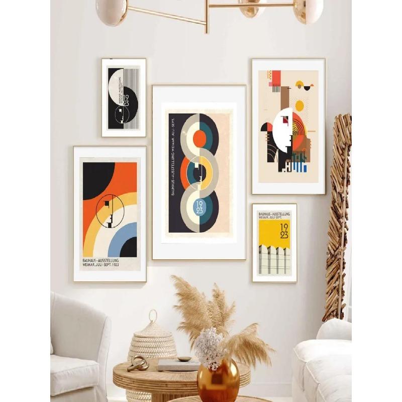 Modern Bauhaus Geometric Canvas Wall Art  HD Abstract Patterns for Living Room  Bedroom Decor Classic Home Decoration Poster Pri