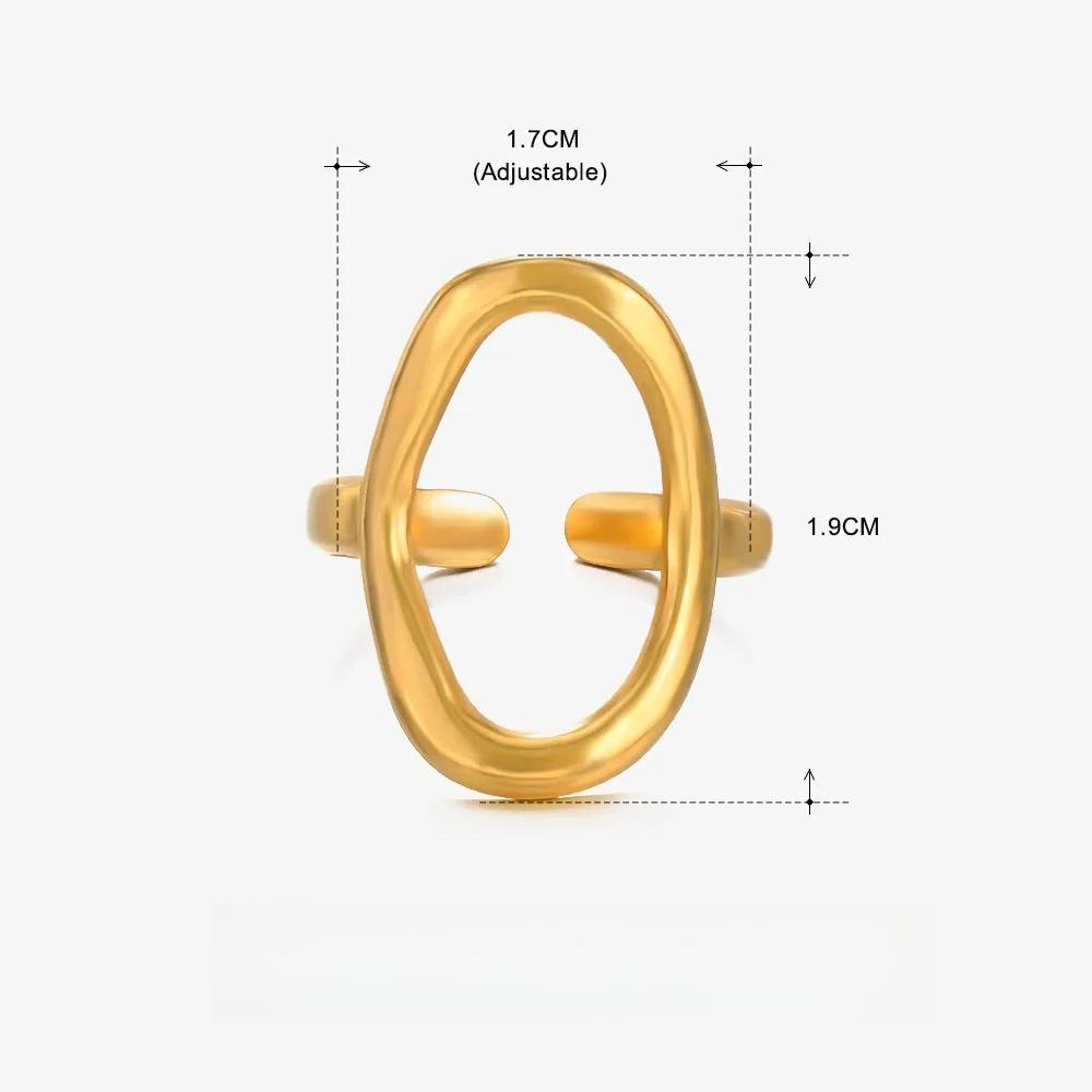 Fashion Minimalist Hollow Oval Rings for Women Stainless Steel Gold Color Geometric Open Finger Ring Party Jewelry Gift New In