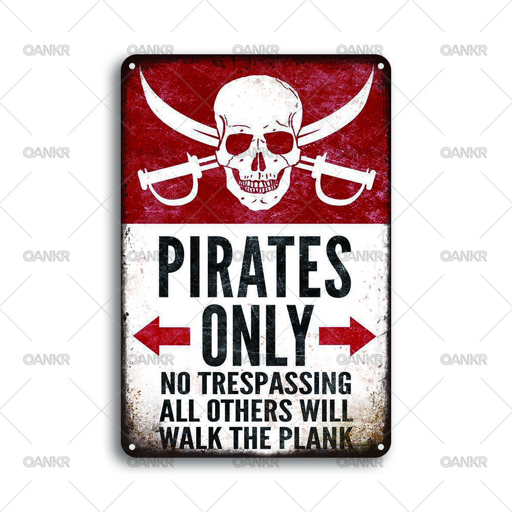 

Vintage Warning Art Metal Tin Sign Pirate Skull And Swords Pattern Retro Metal Signs for Man Cave Garden Home Wall Decor Plaque 20x30cm（7.8x11.8inch）