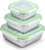 3 Pack Stainless Steel Sandwich Containers Reusable Lunch Box Set Metal Food Storage with Airtight Lids BPA-Free