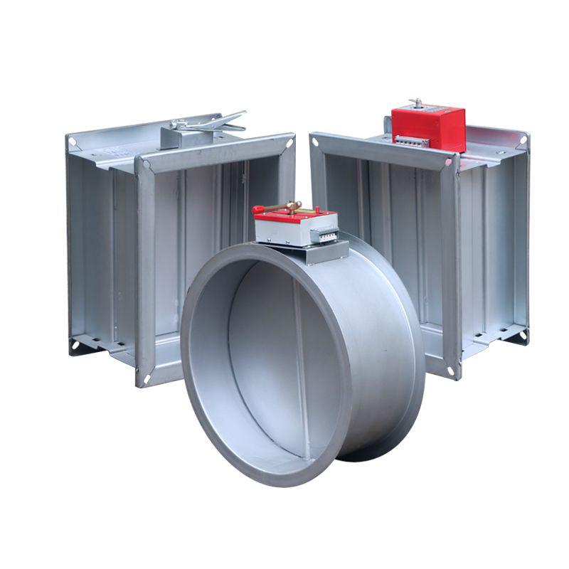 High-Temp Firefighting Smoke Exhaust Damper: 70°-280° Galvanized/Stainless Steel, Square/Round, Normally Open, Electric-Controlled.