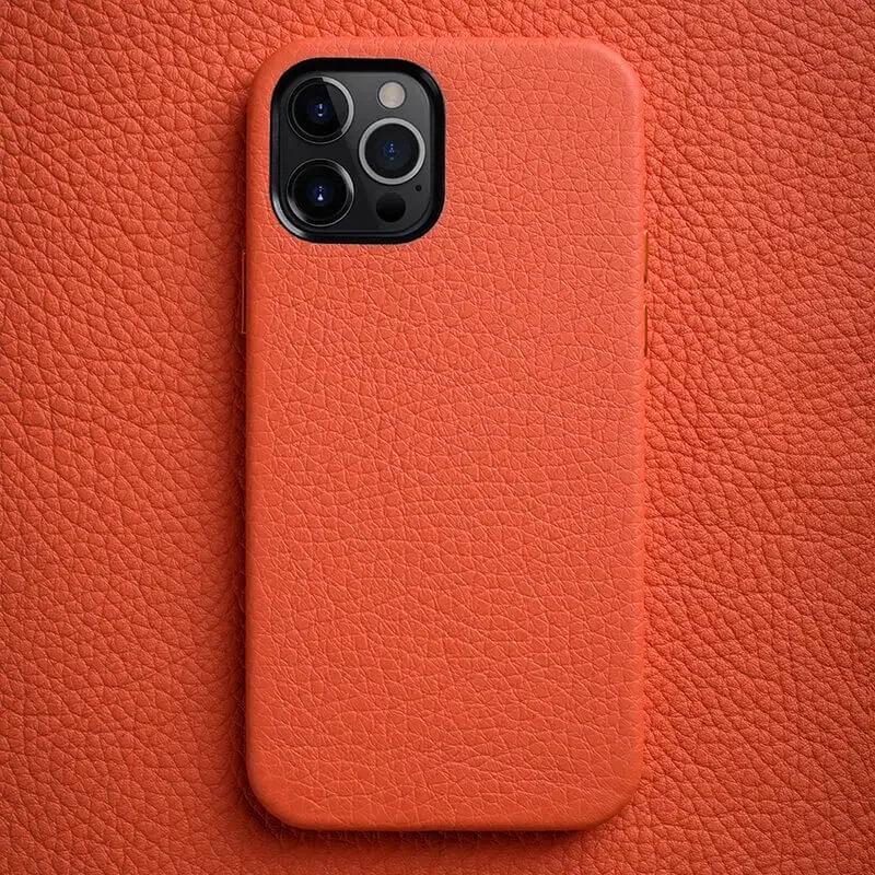 

Melkco Premium Genuine Leather Case for iPhone 13 Pro Max 13Mini 12 Pro Luxury Cowhide Skin+Microfiber Inside Mobile Phone Cover for iPhone13ProMax помаранчевий