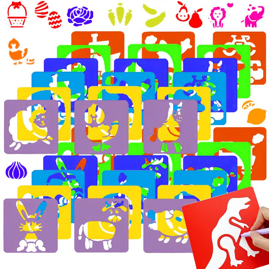6/12/24Pcs Painting Stencils Reusable Sea Animal & Easter Theme Drawing Templates for DIY Crafts Creative Painting Art Projects