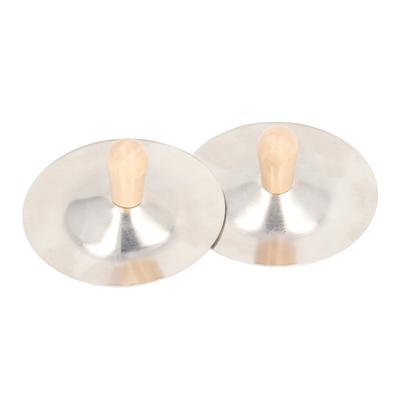 2 PCS Cymbalettes de Doigts Danse du Ventre Cymbalettes de Doigts Percussion à Main Instrument de Musique avec Manche en Bois