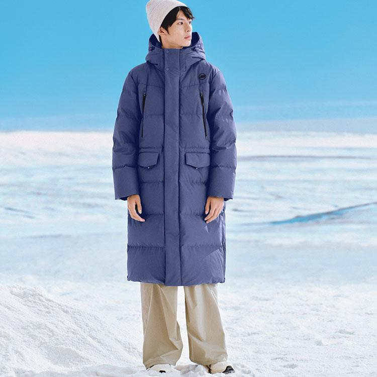 Skechers Windproof Waterproof Oil-Resistant Warm Thick Durable Hooded Long Jacket Men Jackets Deep-Cobalt-Blue P424M066-02QT