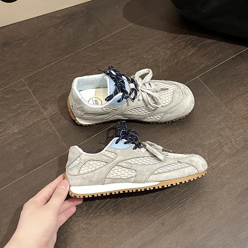 

Retro fashion casual contrasting casual shoes women s thin mesh breathable lace-up single shoes 40